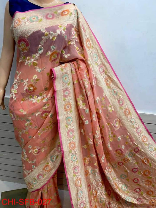 PURE BANARASI HANDLOOM KHADDI GEORGUTTE SAREE