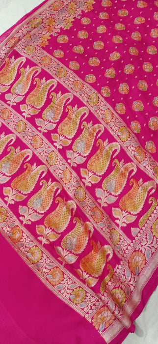 PURE BANARASI KHADDI CHIFFON SAREE