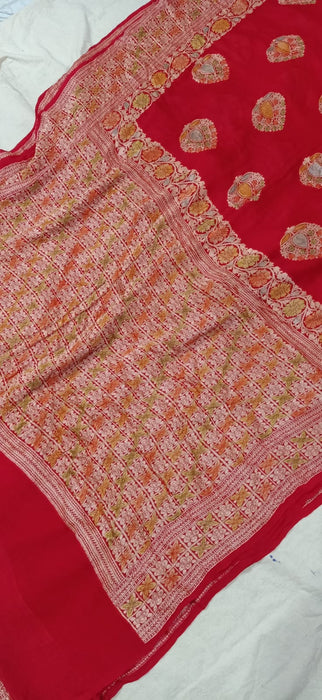 PURE BANARASI KHADDI CHIFFON SAREE