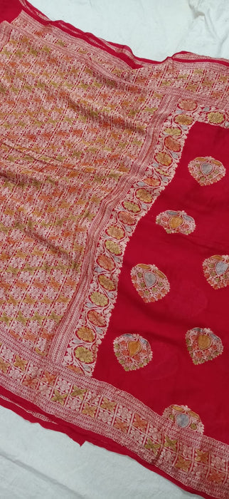 PURE BANARASI KHADDI CHIFFON SAREE