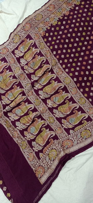 PURE BANARASI KHADDI CHIFFON SAREE