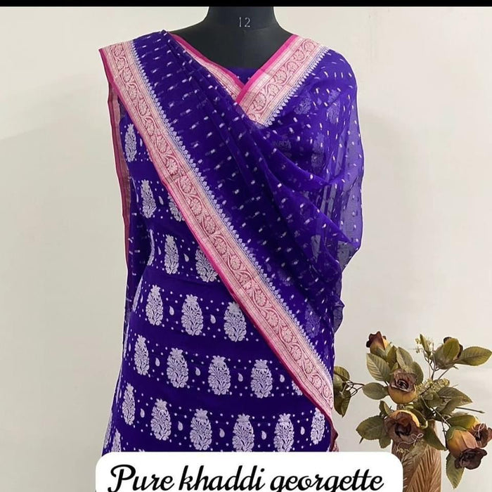 PURE HANDLOOM BANARASI KHADDI GEORGUTTE SUIT