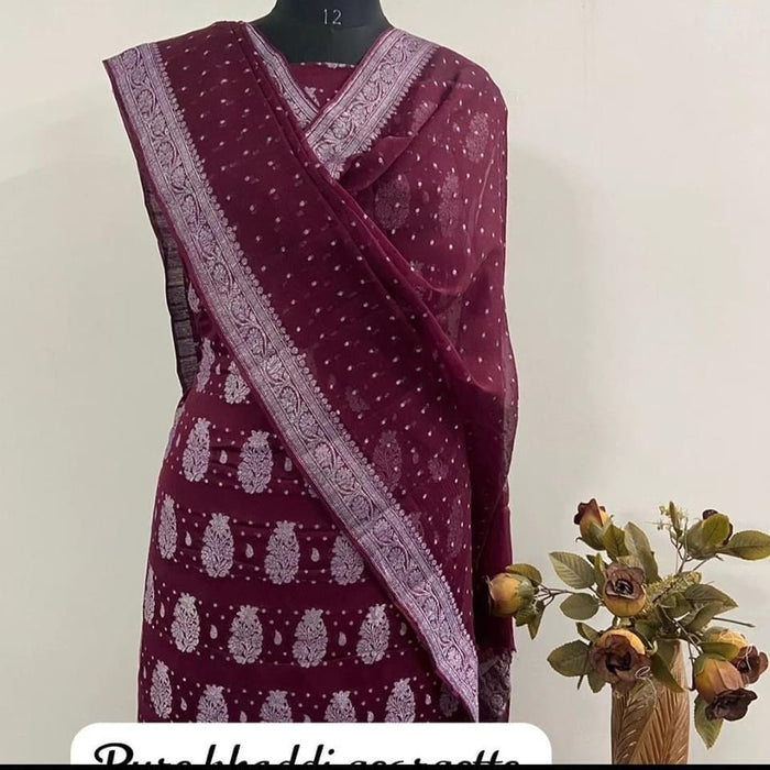 PURE HANDLOOM BANARASI KHADDI GEORGUTTE SUIT