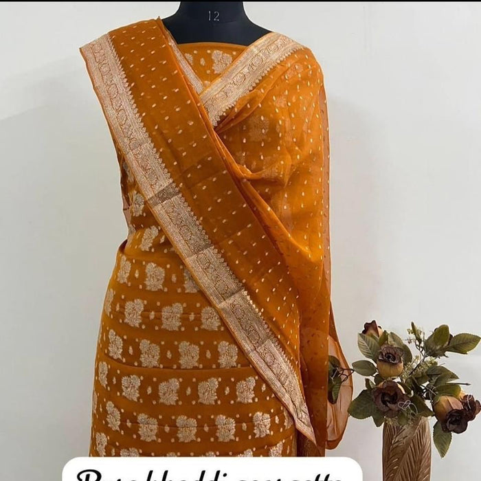 PURE HANDLOOM KHADDI GEORGUTTE BANARASI SUIT