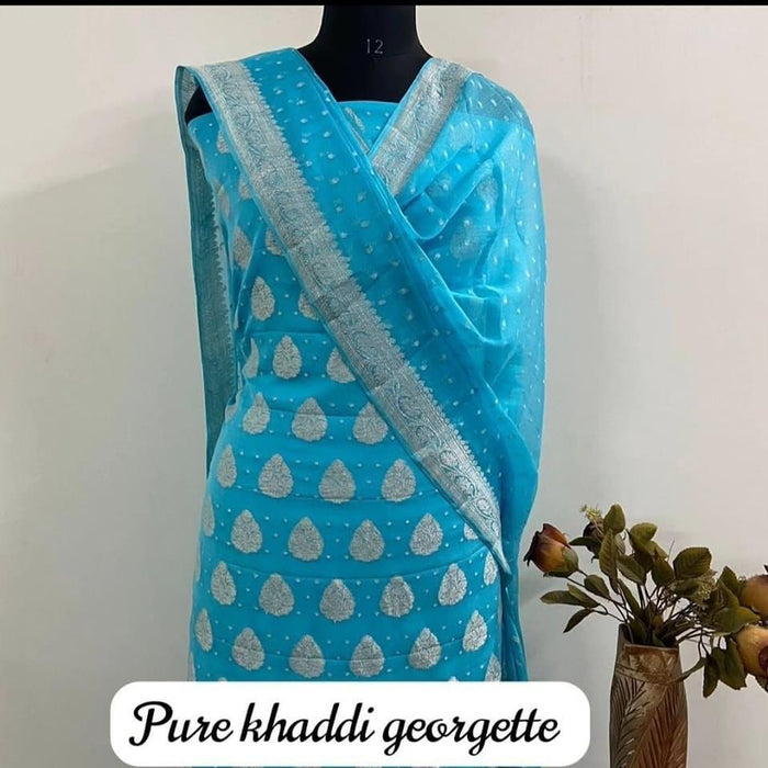 PURE HANDLOOM KHADDI GEORGUTTE BANARASI SUIT