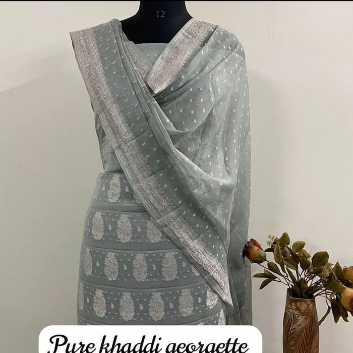 PURE HANDLOOM BANARASI KHADDI GEORGUTTE SUIT