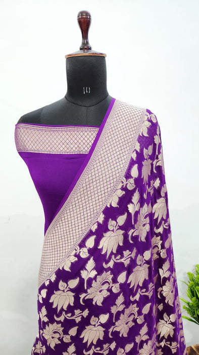 PURE BANARASI HANDLOOM KHADDI GEORGUTTE SAREE