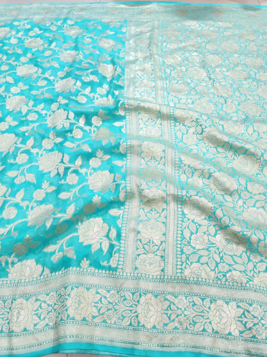 PURE BANARASI HANDLOOM KHADDI GEORGUTTE SAREE