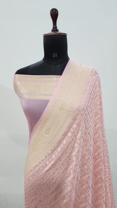 PURE BANARASI HANDLOOM  KHADDI GEORGUTTE SAREE