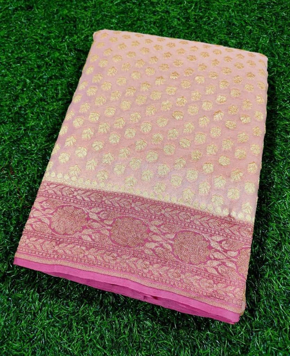 PURE BANARASI HANDLOOM KHADDI GEORGUTTE SAREE