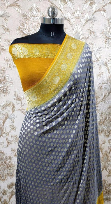 PURE BANARASI HANDLOOM KHADDI GEORGUTTE SAREE