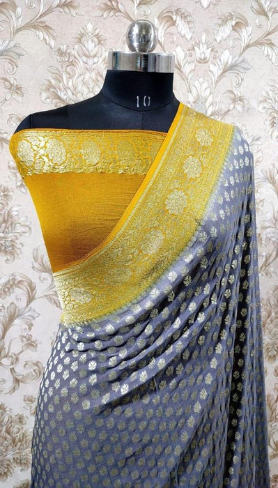 PURE BANARASI HANDLOOM KHADDI GEORGUTTE SAREE