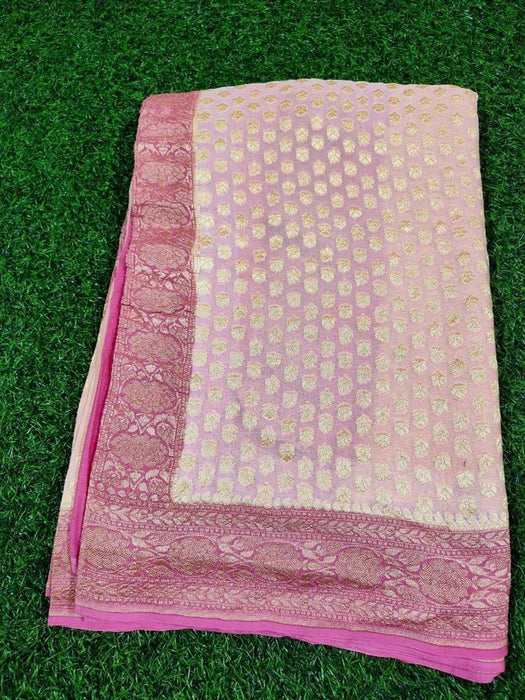 PURE BANARASI HANDLOOM KHADDI GEORGUTTE SAREE