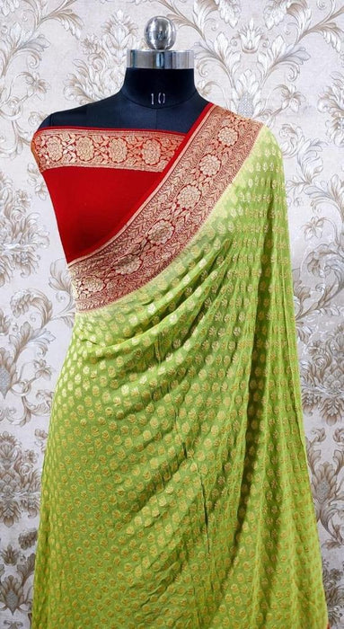 PURE BANARASI HANDLOOM KHADDI GEORGUTTE SAREE