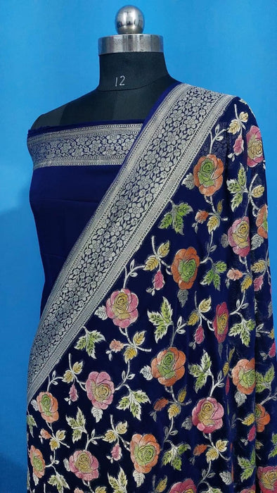 PURE BANARASI HANDLOOM KHADDI GEORGUTTE SAREE