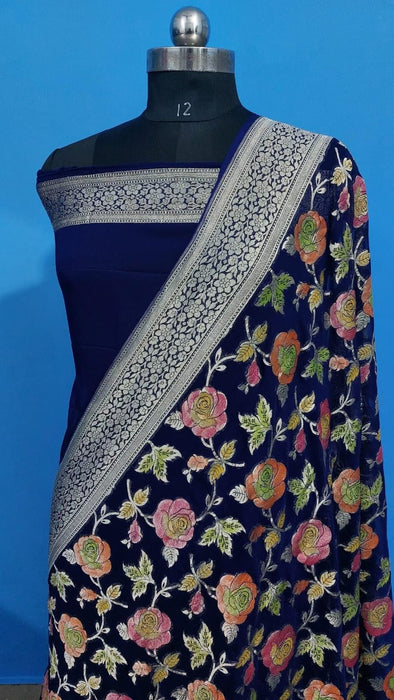 PURE BANARASI HANDLOOM KHADDI GEORGUTTE SAREE