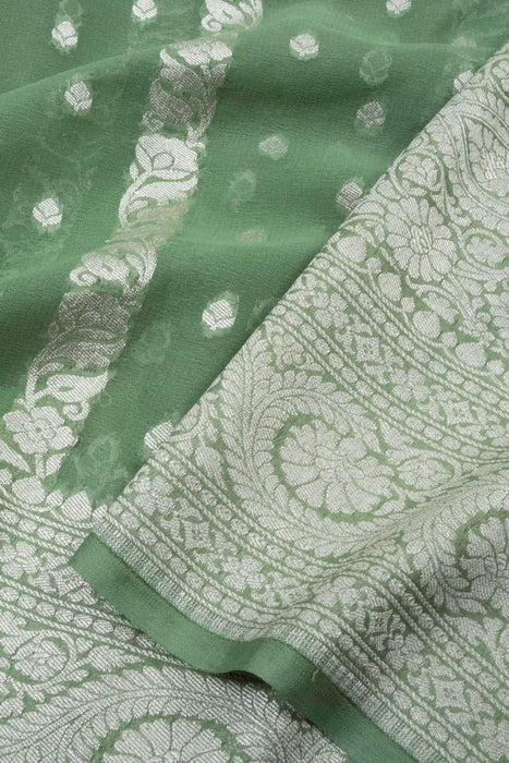 PURE BANARASI HANDLOOM KHADDI GEORGUTTE SAREE