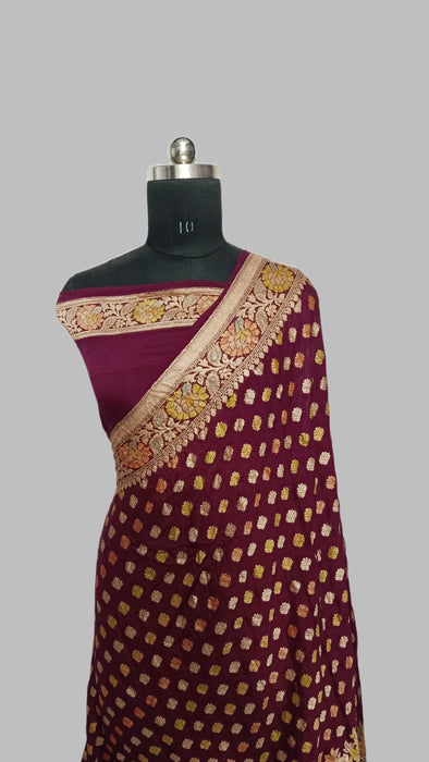 PURE BANARASI KHADDI CHIFFON SAREE