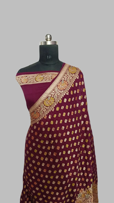 PURE BANARASI KHADDI CHIFFON SAREE