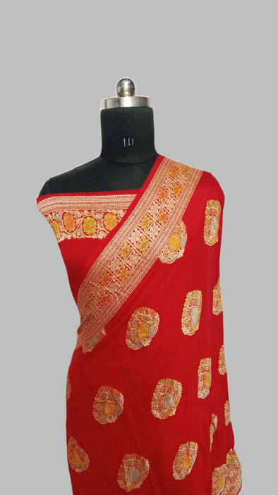 PURE BANARASI KHADDI CHIFFON SAREE