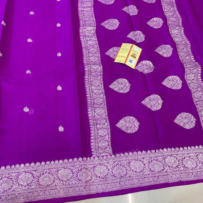 PURE BANARASI HANDLOOM KHADDI GEORGUTTE SAREE