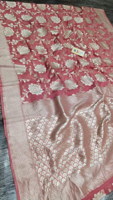 PURE BANARASI HANDLOOM KHADDI GEORGUTTE SAREE