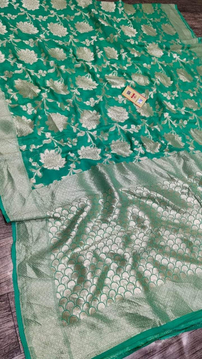 PURE BANARASI HANDLOOM KHADDI GEORGUTTE SAREE