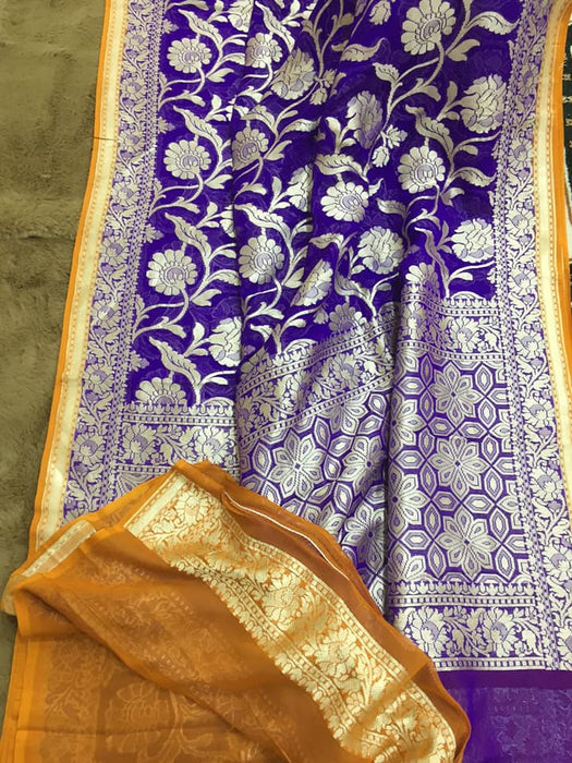 PURE BANARASI HANDLOOM KHADDI GEORGUTTE SAREE