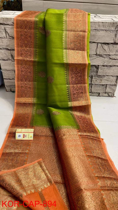 PURE HANDLOOM KORA ORGANZA SAREE