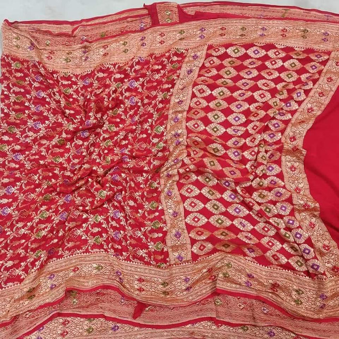 PURE BANARASI HANDLOOM KHADDI GEORGUTTE SAREE