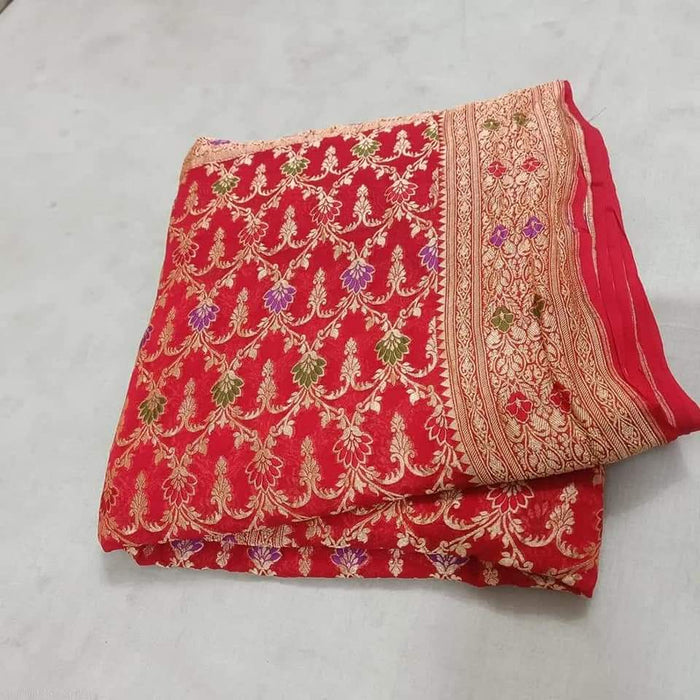 PURE BANARASI HANDLOOM KHADDI GEORGUTTE SAREE