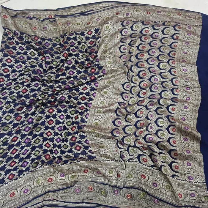 PURE BANARASI HANDLOOM KHADDI GEORGUTTE SAREE