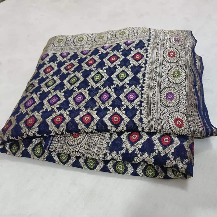 PURE BANARASI HANDLOOM KHADDI GEORGUTTE SAREE