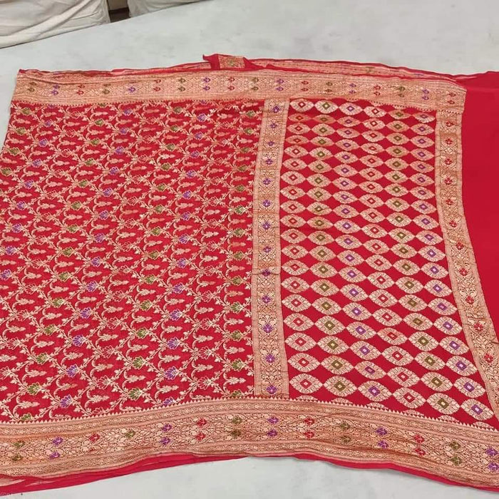 PURE BANARASI HANDLOOM KHADDI GEORGUTTE SAREE