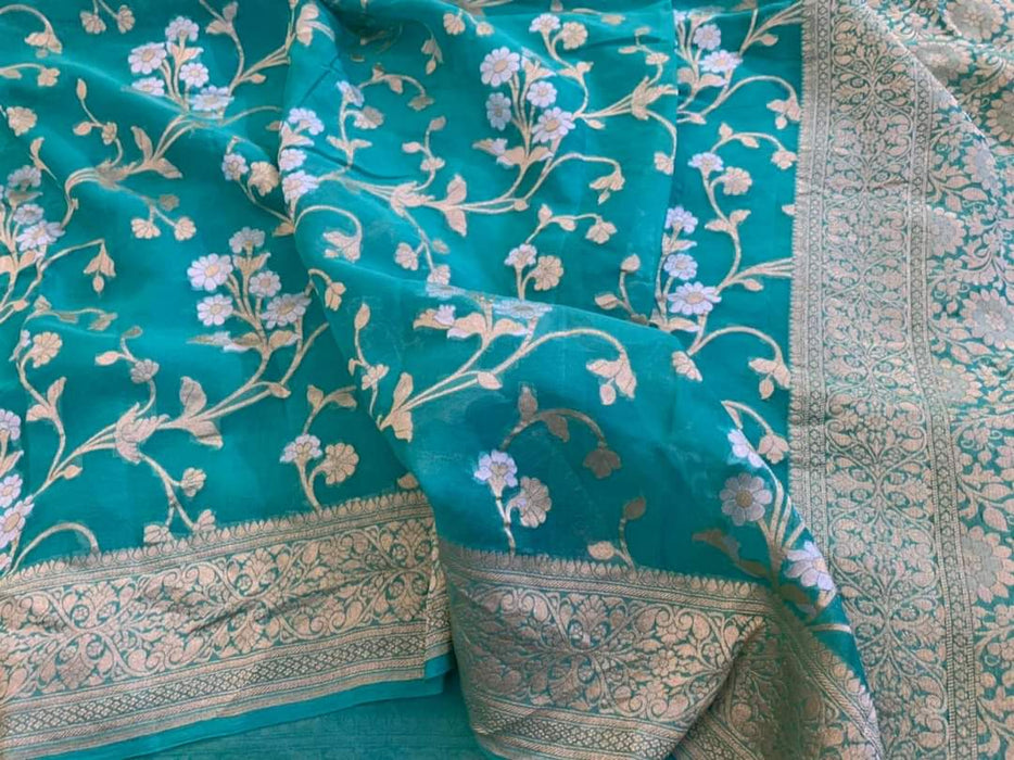 PURE HANDLOOM BANARASI KHADDI GEORGUTTE SAREE