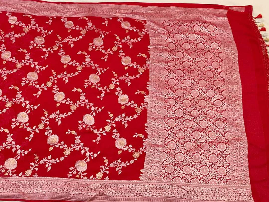 PURE HANDLOOM BANARASI KHADDI GEORGUTTE SAREE