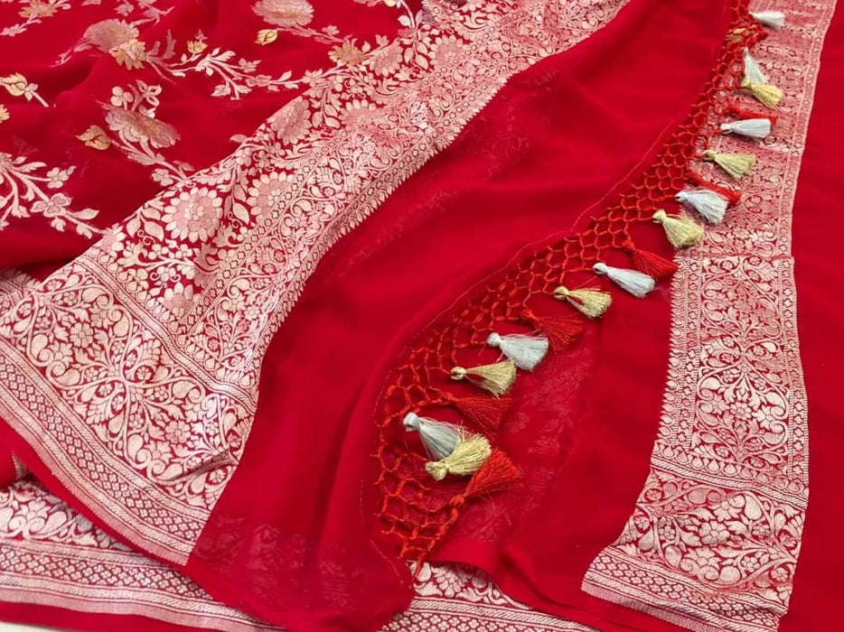 PURE HANDLOOM BANARASI KHADDI GEORGUTTE SAREE