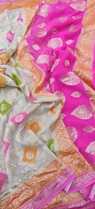 PURE HANDLOOM BANARASI KHADDI GEORGUTTE SAREE