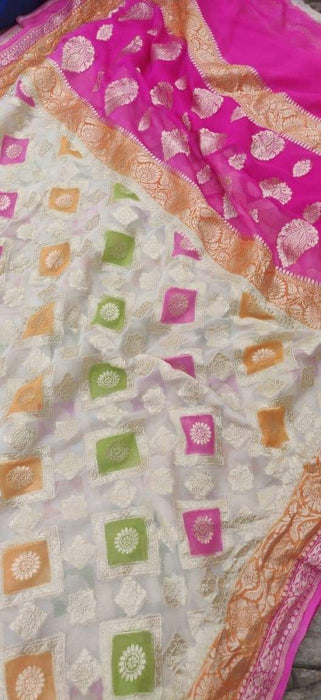 PURE HANDLOOM BANARASI KHADDI GEORGUTTE SAREE