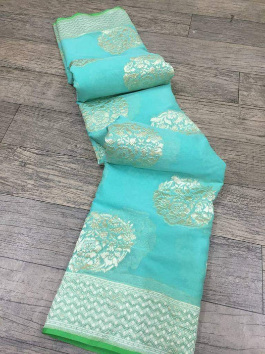 PURE HANDLOOM BANARASI KHADDI GEORGUTTE SAREE