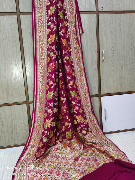 pure banarasi handloom  khaddi georgutte saree