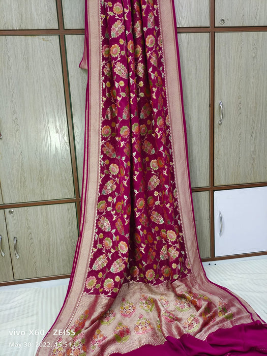 pure banarasi handloom  khaddi georgutte saree