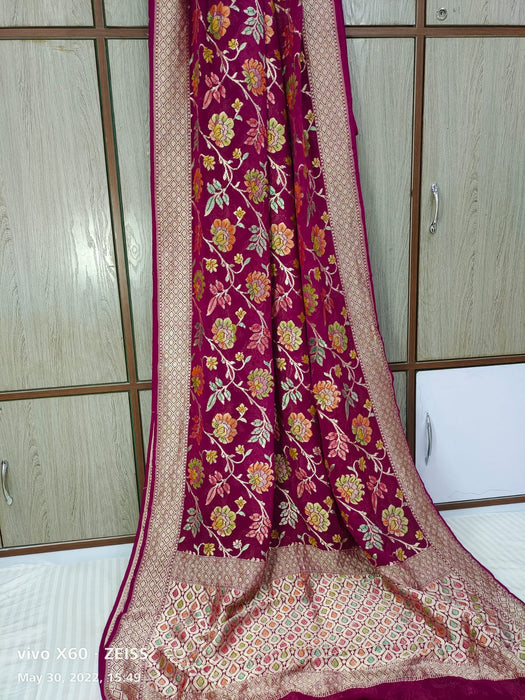 pure banarasi handloom  khaddi georgutte saree