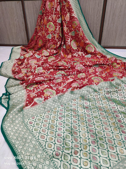 PURE HANDLOOM KHADDI GEORGUTTE BANARASI SAREE