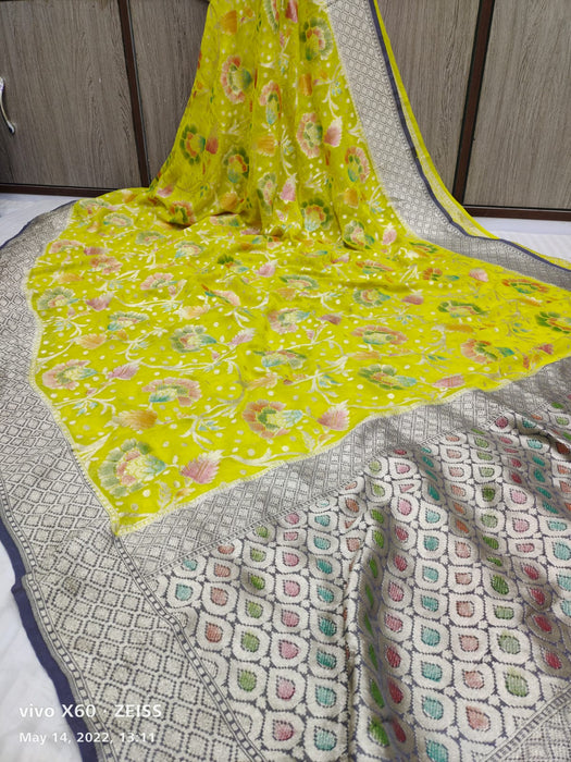 PURE HANDLOOM KHADDI GEORGUTTE BANARASI SAREE