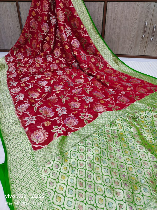 PURE HANDLOOM KHADDI GEORGUTTE BANARASI SAREE