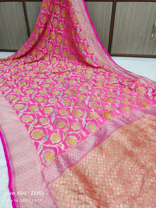 pure handloom khaddi georgutte banarasi saree