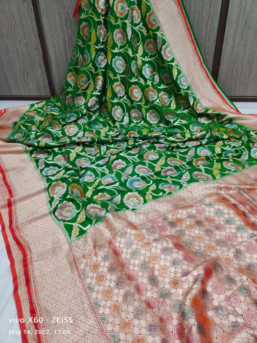 PURE HANDLOOM BANARASI KHADDI GEORGUTTE SAREE