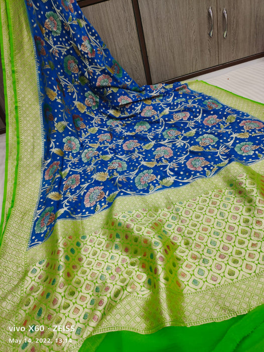 PURE HANDLOOM KHADDI GEORGUTTE BANARASI SAREE