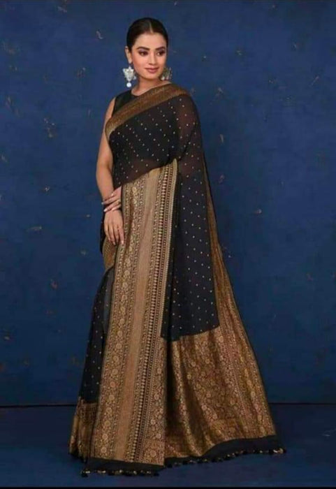 PURE HANDLOOM BANARASI KHADDI GEORGUTTE SAREE